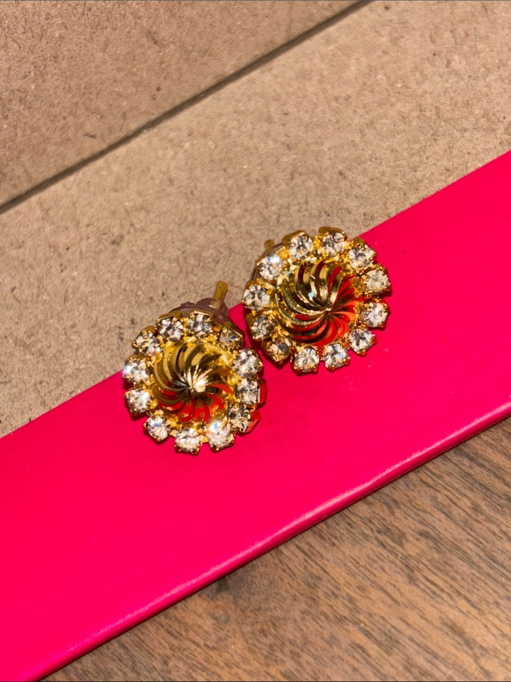 Gold Crystal Halo Swirl Stud Earrings - Women's Jewelry